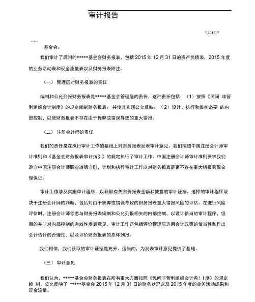基金会年度财务审计报告