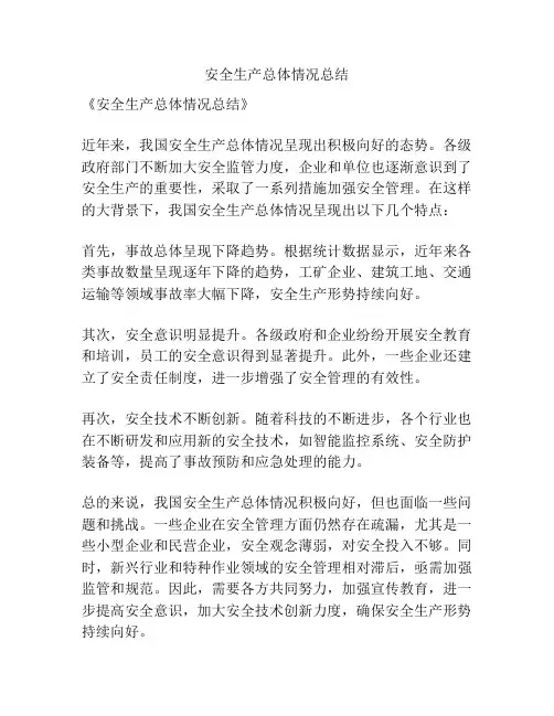 安全生产总体情况总结