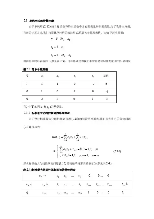 单纯型法的计算步骤