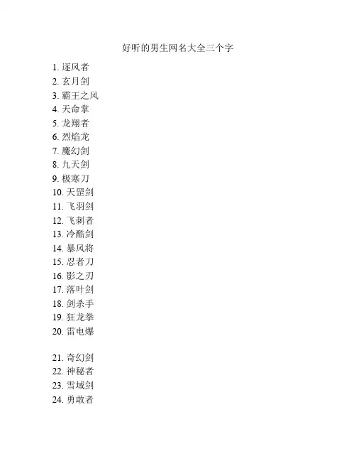 好听的男生网名大全三个字