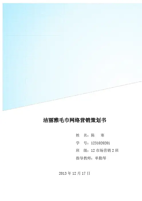 洁丽雅毛巾网络营销策划书