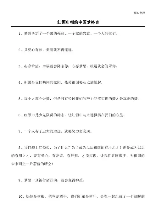 红领巾相约中国梦格言