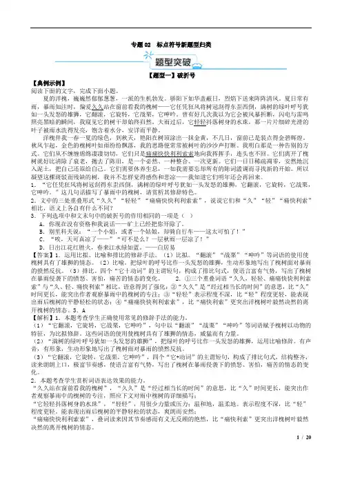 高中语文必考点02-2：标点符号新题型归类解析版