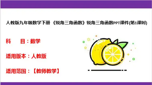 人教版九年级数学下册 《锐角三角函数》锐角三角函数PPT课件(第1课时) 
