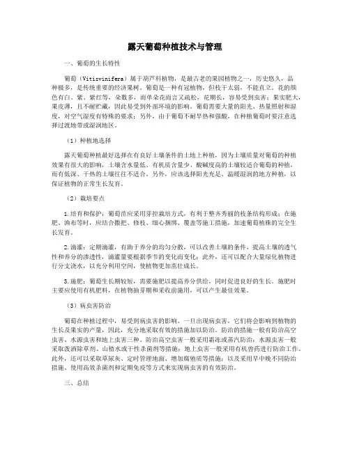 露天葡萄种植技术与管理