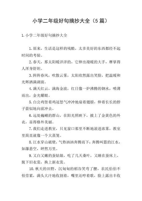 小学二年级好句摘抄大全(5篇)