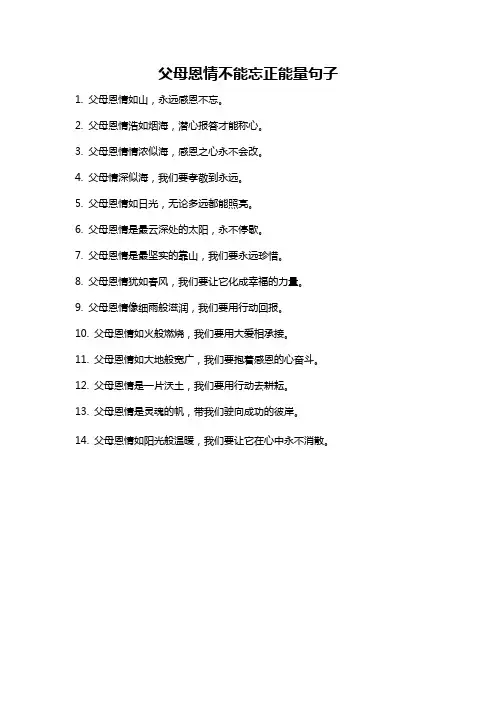 父母恩情不能忘正能量句子