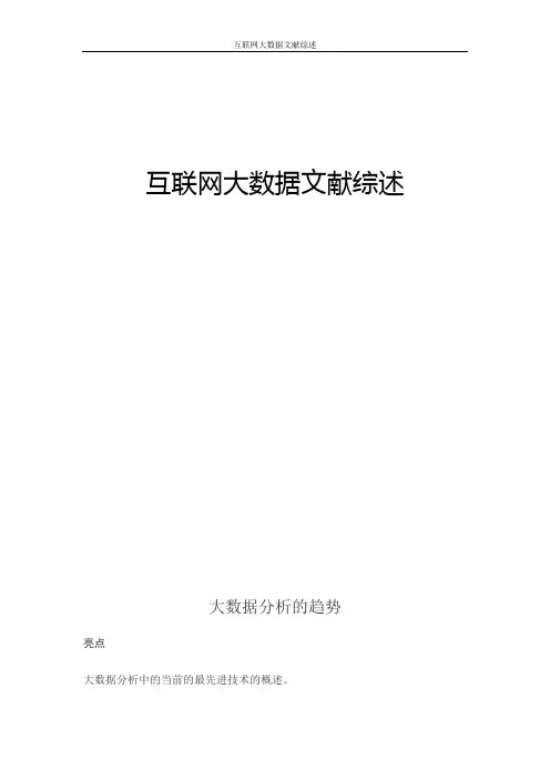 互联网大数据文献综述