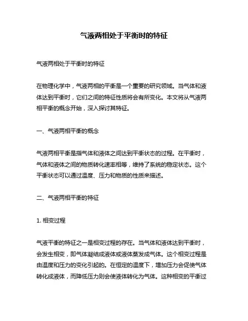 气液两相处于平衡时的特征