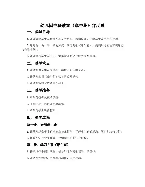 幼儿园中班教案《牵牛花》含反思