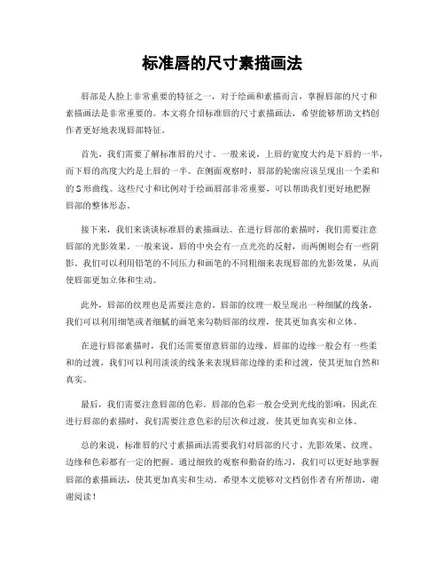 标准唇的尺寸素描画法