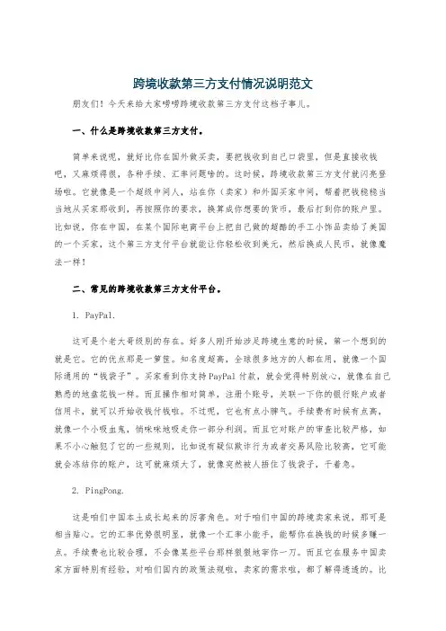 跨境收款第三方支付情况说明范文