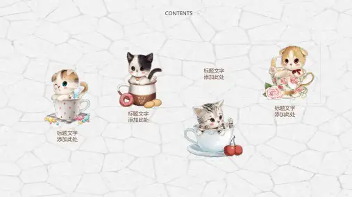 猫咪ppt模板主题宠物手绘卡通可爱儿童钓鱼呆萌素材小学课件动态