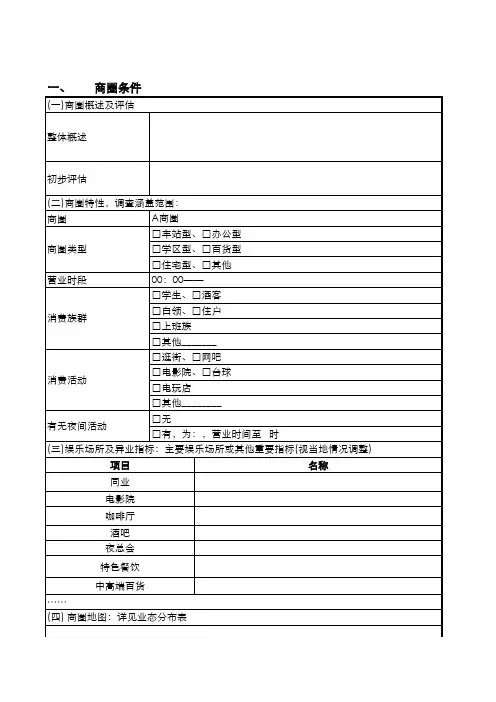 市场调研表格