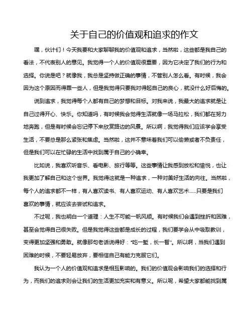 关于自己的价值观和追求的作文