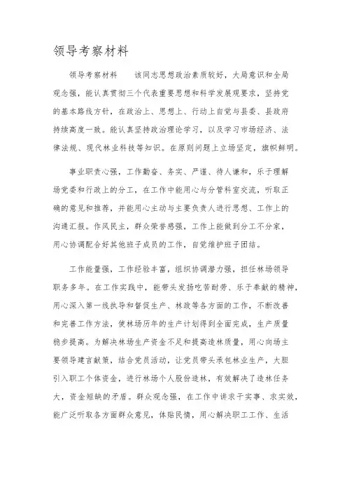 领导考察材料