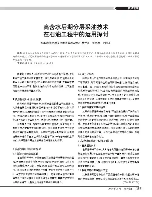 高含水后期分层采油技术在石油工程中的运用探讨
