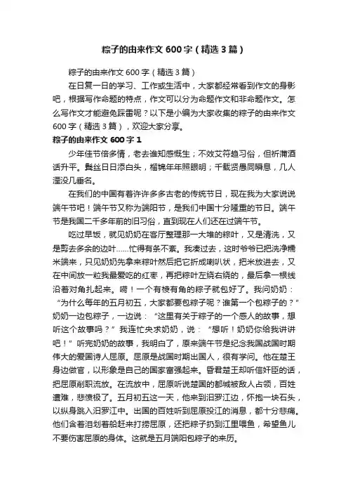 粽子的由来作文600字（精选3篇）