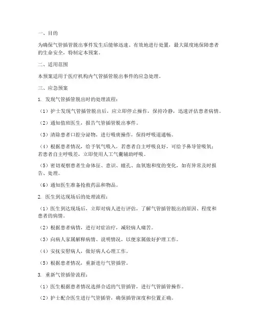 气管插管脱出应急预案