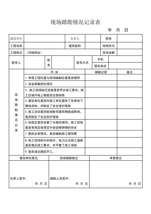 现场踏勘情况记录表