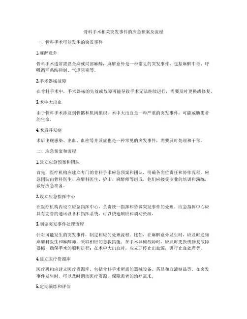 骨科手术相关突发事件的应急预案及流程
