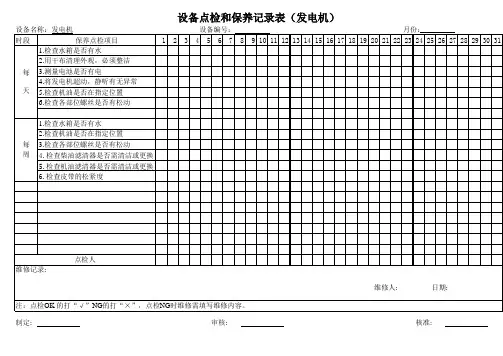 发电机点检和保养记录表