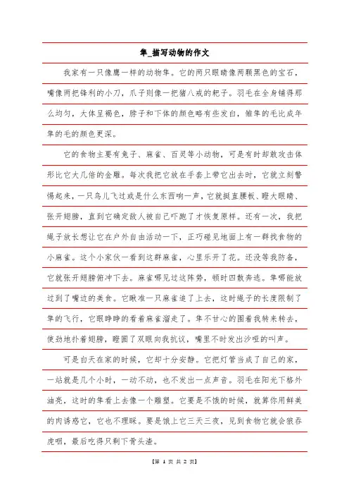 隼-描写动物的作文