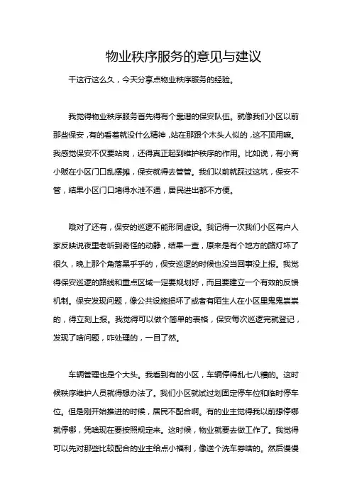 物业秩序服务的意见与建议