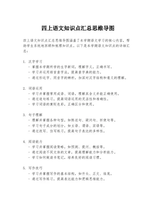 四上语文知识点汇总思维导图