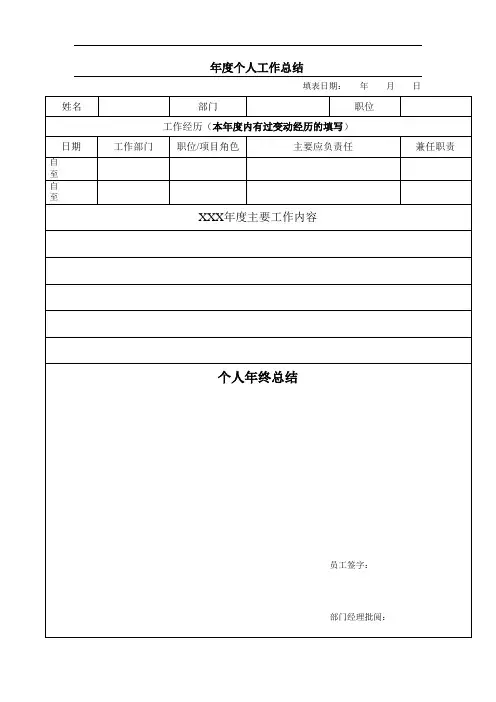 年度员工年度综合评定表格