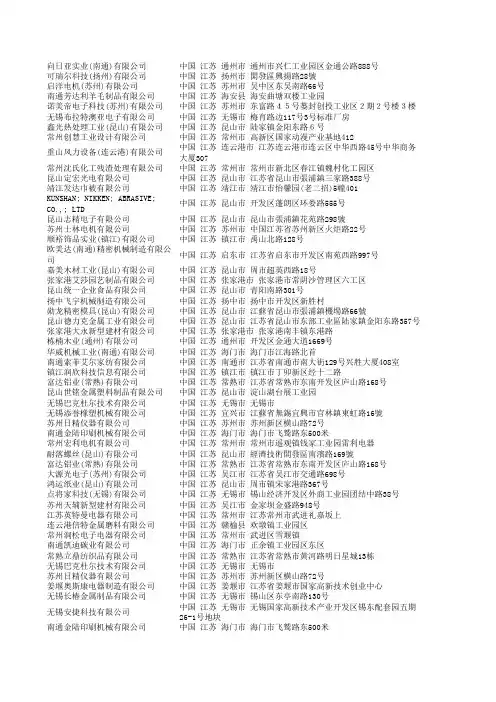 苏州园区企业名录