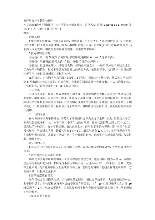 怎样用海竿串钩冬钓鲫鱼