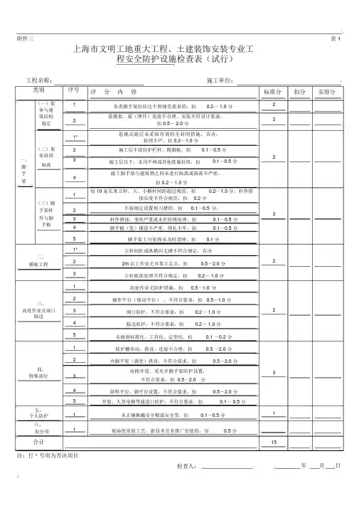 上海市文明工地检查评分表