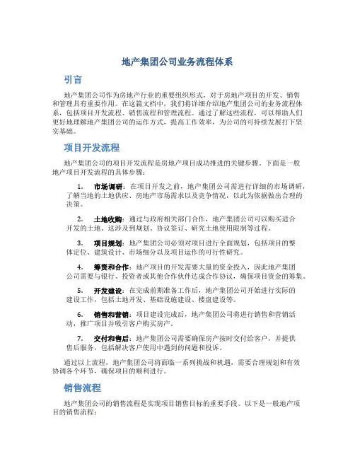 地产集团公司业务流程体系