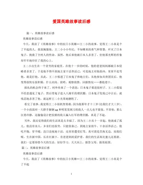 爱国英雄故事读后感