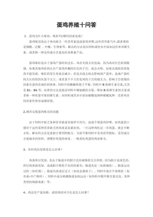 蛋鸡养殖十问答