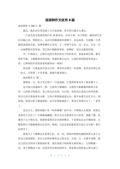 流浪狗作文优秀6篇