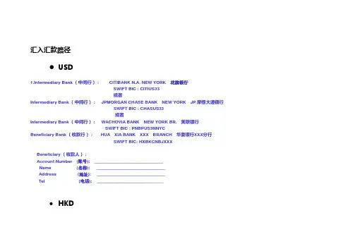 汇入汇款路径