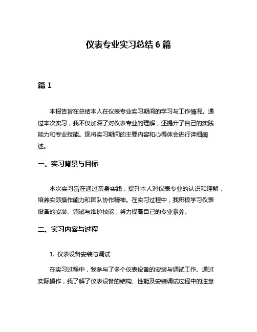 仪表专业实习总结6篇