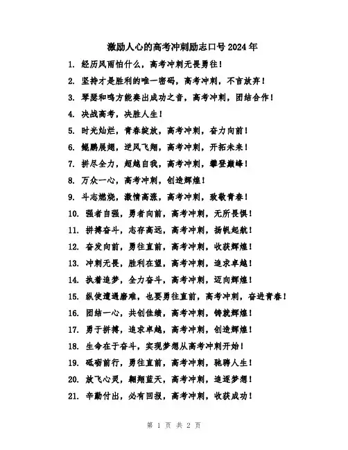 激励人心的高考冲刺励志口号2024年