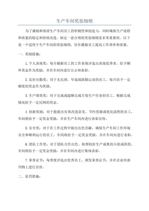 生产车间奖惩细则