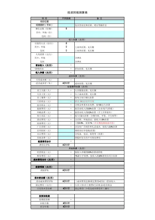 投资回报分析模板