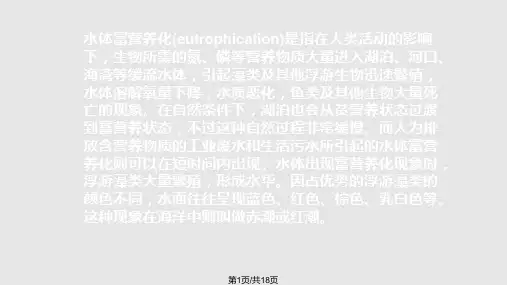 富营养化水体中藻类的测定叶绿素a法