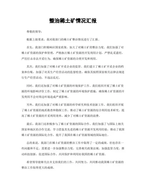 整治稀土矿情况汇报
