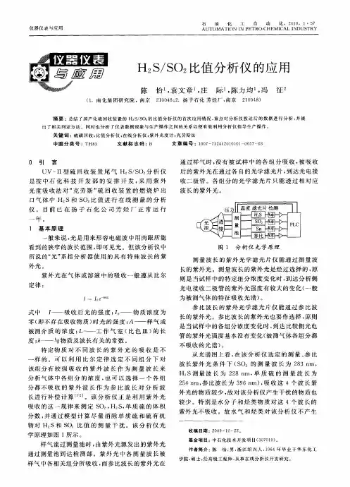 H2S／SO2比值分析仪的应用