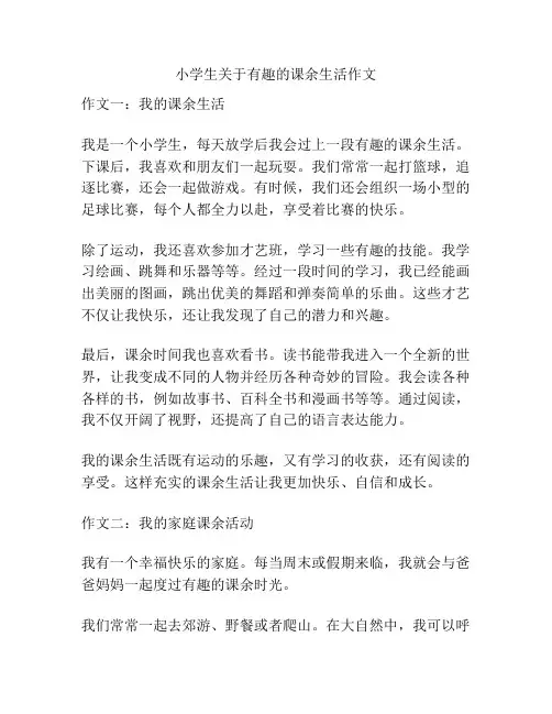 小学生关于有趣的课余生活作文