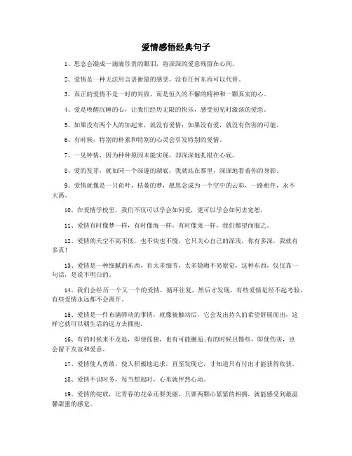 爱情感悟经典句子