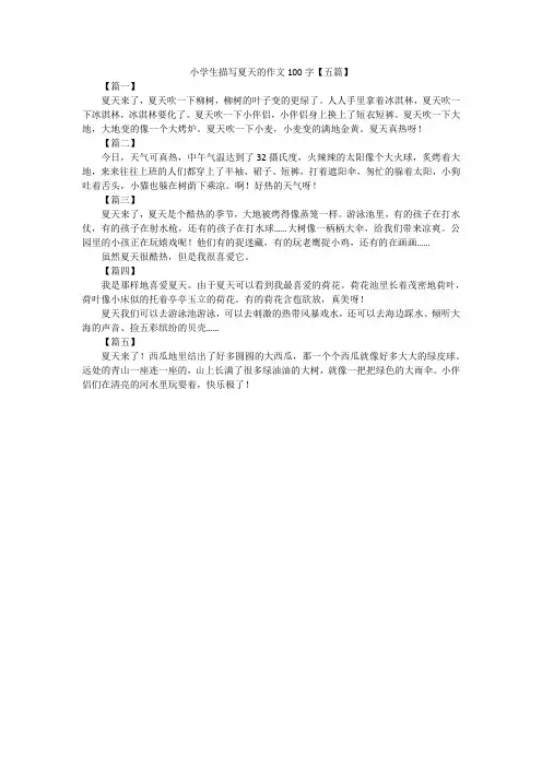 小学生描写夏天的作文100字【五篇】