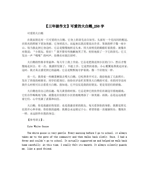 【三年级作文】可爱的大白鹅_250字