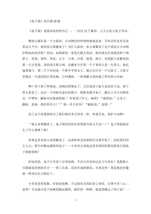 《兔子坡》读后感10篇(最新)